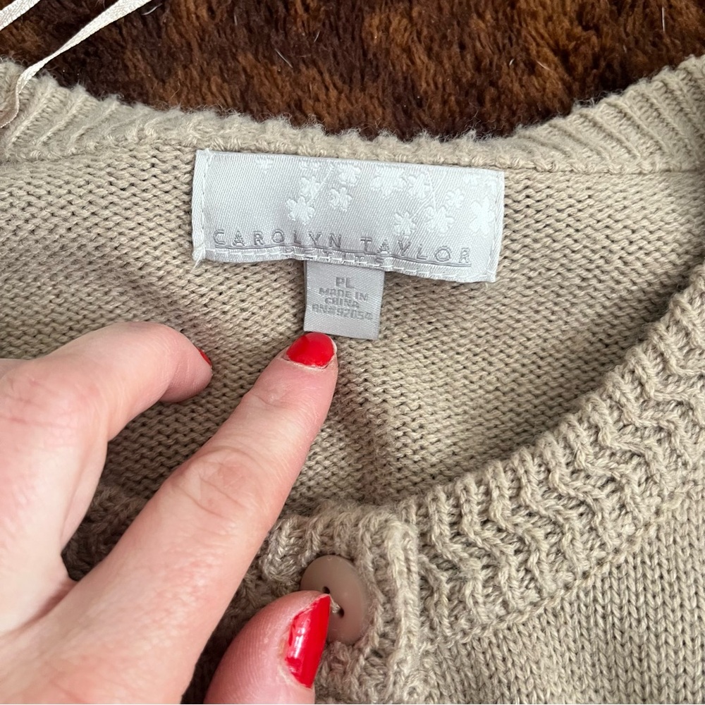 Carolyn Taylor Light Tan Cardigan Sweater - Picture 2 of 4